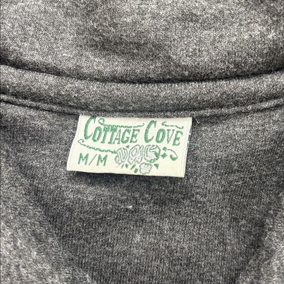Cottage Cove | Vintage Grey Long Sleeve Polo Sweater with Bear Embroidery Size M - Picture 6 of 10
